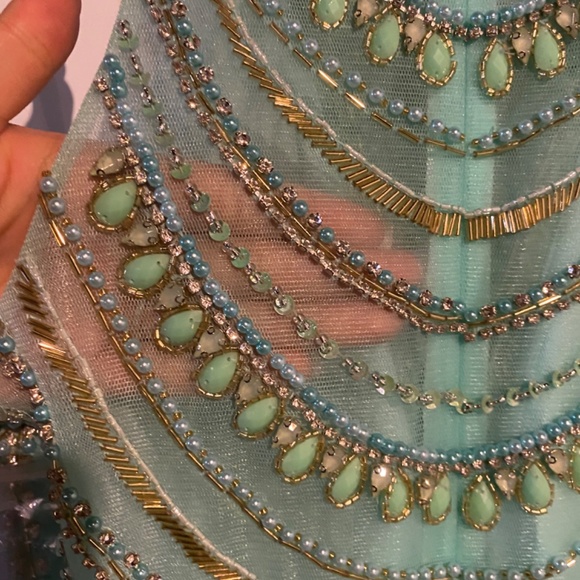 Light blue body con straight prom dress - Picture 9 of 10